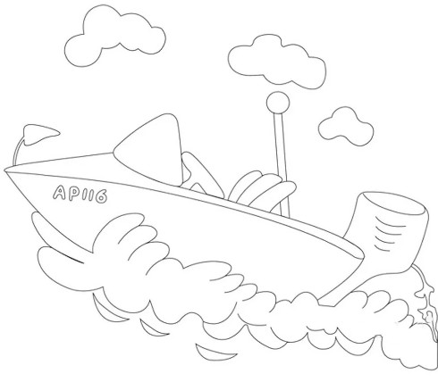 Холст с контуром Корабль на подрамнике 25 х 25 см  950391