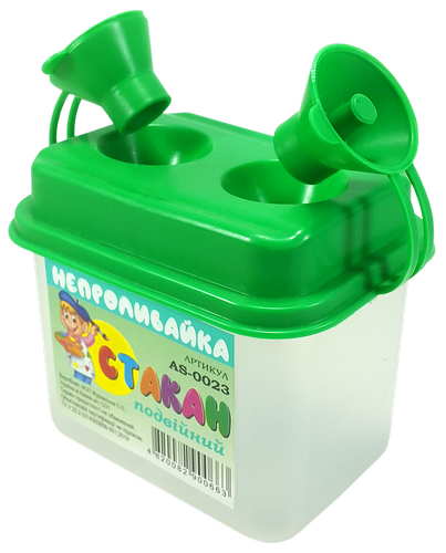 Стакан-непроливайка двойной с крышками AS-0023 фото 2 Стакан-непроливайка двойной с крышками AS-0023 фото 2