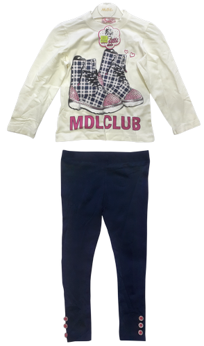 Набор Футболка с длинным рукавом + бриджи, для девочки, кремовая со стразами, р. 104 12399
