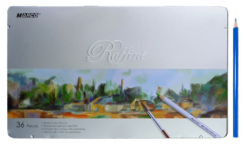 Карандаши акварельные цветные Marco Raffine 36 цветов шестигранные в метал. пенале 7120-36TN
