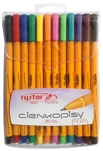 Ручка капиллярная линер, набор 12 шт, 0,4 мм, RC-04-12