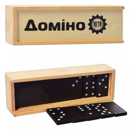 Игрушка Домино черное в деревянном пенале  М0027