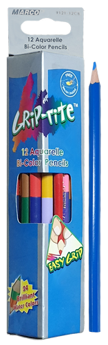 Карандаши акварельные цветные Marco 2 -х сторонние Grip-Rite 24 цвета 12 шт треугольные Карандаши акварельные цветные Marco 2 -х сторонние Grip-Rite 24 цвета 12 шт треугольные
