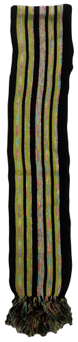 Шарф вязаный полосатый микс, длинный с бахромой 13912