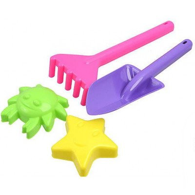 Игрушка Пластиковая Лопатка, Грабли, 2 пасочки 28 см 498в2 Игрушка Пластиковая Лопатка, Грабли, 2 пасочки 28 см 498в2