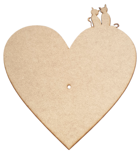 Основа для часов из МДФ № 8 Сердце с котиками 37 x 40 см AS-6508, М-2008