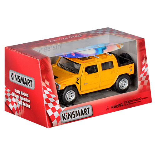 Машинка Kinsmart Hummer H2 SUТ 2005, с доской для серфинга  KT5097WS 