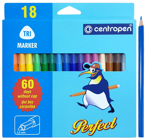 Фломастеры Centropen 18 цветов 60 дней не сохнет открытыми 2510 18
