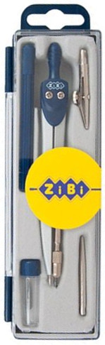 Готовальня 5 предметов Zibi  синяя  ZB.5304BS-10, ZB.5304BS-03