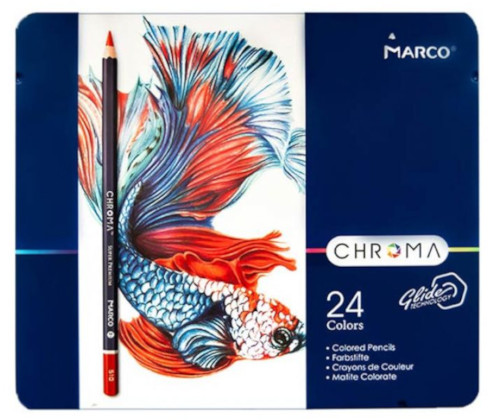 Карандаши цветные Marco Chroma  24 цвета, в металлическом пенале 8010-24TN