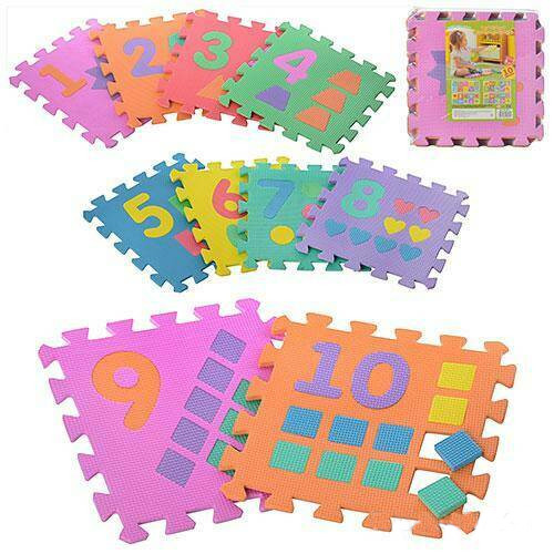 Игрушка Коврик Пазлы мягкий большой 10 шт 0,8м.кв. Цифры  0375