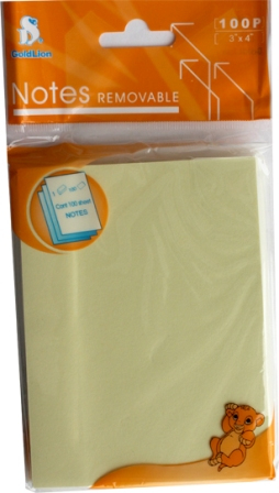 Бумага для заметок с липким слоем 76 х 101 Leader 100 л желтая 121780