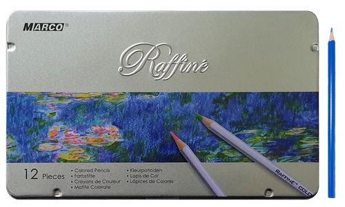 Карандаши цветные Marco Raffine 12 цветов шестигранные в металлическом пенале 7100-12TN