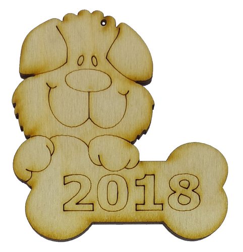 Фигурка фанерная - Песик № 7 с косточкой 2018 65 х 69 мм с магнитом AS-4783, В-0310 Фигурка фанерная - Песик № 7 с косточкой 2018 65 х 69 мм с магнитом AS-4783, В-0310