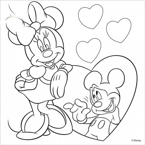 Холст с контуром Микки и Минни - 4 на подрамнике 25 х 25 см  950738