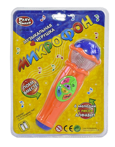 Игрушка Микрофон с музыкой и светом в блистере Play Smart 7043 Игрушка Микрофон с музыкой и светом в блистере Play Smart 7043