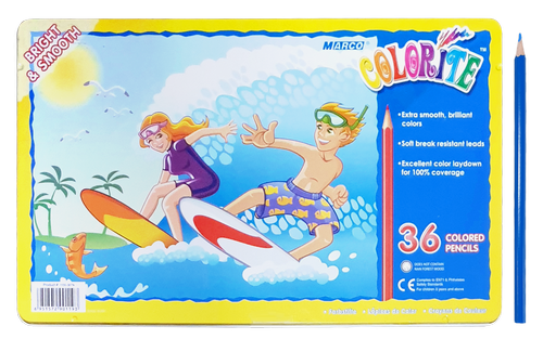 Карандаши цветные Marco Colorite 36 цветов шестигранные в металлическом пенале 1100-36TN