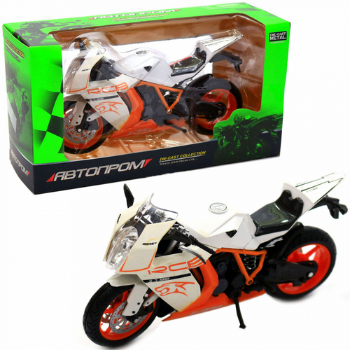 Модель Автопром Мотоцикл металлический инерционный 17см  7749, 7750, 7751 фото 2