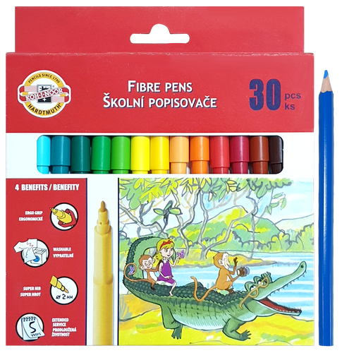 Фломастеры Koh-i-Noor 30 цветов GRIP круглые 771002CJ08KS