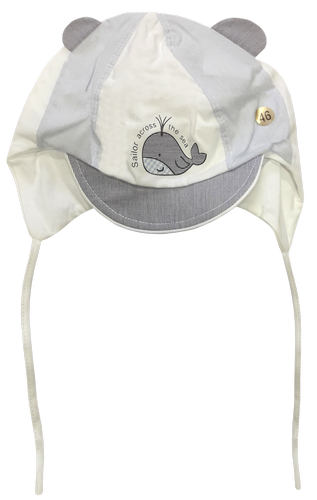 Кепка с козырьком х/б, белая с китом 12561 Кепка с козырьком х/б, белая с китом 12561