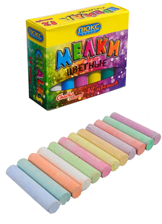 Мелки цветные Толстые Люкс 12 цветов  КРУ-12, 04255