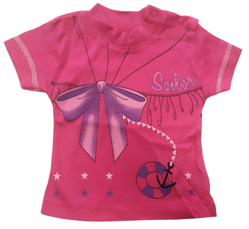 Футболка для девочки Pabbuc с бантом и якорем р.62-80 11587 Футболка для девочки Pabbuc с бантом и якорем р.62-80 11587