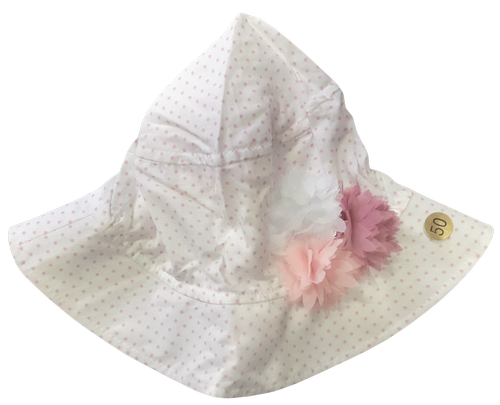 Панамка для девочки Marika р. 50 розовая, с цветами, в горох 13936 Панамка для девочки Marika р. 50 розовая, с цветами, в горох 13936