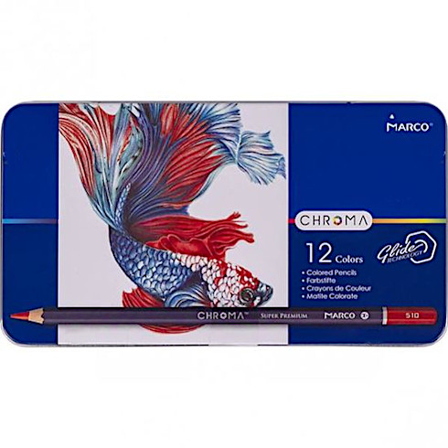 Карандаши цветные Marco Chroma 12 цветов, в металлическом пенале 8010-12TN