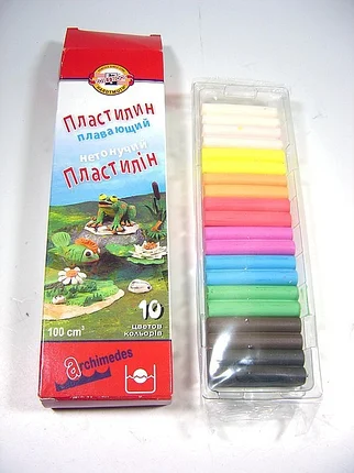 Пластилин плавающий Koh-i-Noor Stop 10 цветов 100 см куб 013171700000