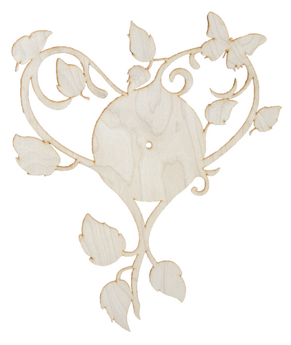 Основа для часов из фанеры 4 мм № 14 сердце с листьями 39 x 48 см AS-4563