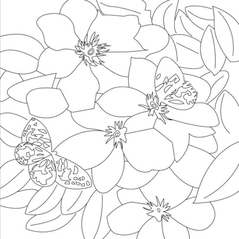 Холст с контуром Цветы на подрамнике 30 х 30 см 950750 Холст с контуром Цветы на подрамнике 30 х 30 см 950750