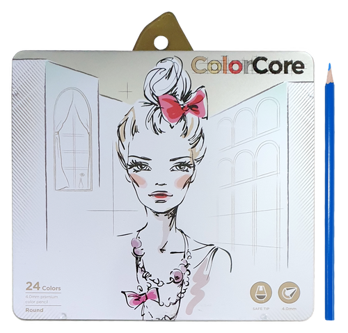 Карандаши цветные Marco Color Core 24 цветов круглые в металлическом пенале 3130-24TN