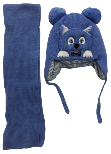 Шапочка вязаная для мальчика, Amal с шарфом, р.5 синяя 13135 Шапочка вязаная для мальчика, Amal с шарфом, р.5 синяя 13135