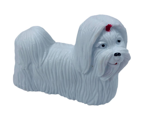 Игрушка Силиконовая тянучка собака Ши-тцу белая 9 см  10169 фото 2