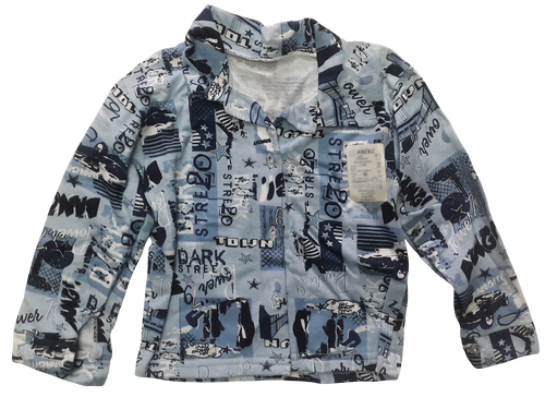 Рубашка для мальчика футер с длинными рукавами, синяя р. 56 13132