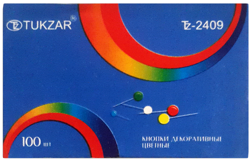 Кнопки игла 11 мм Tukzar, 100 шт, цветные шарики, в картонной коробке TZ-2409