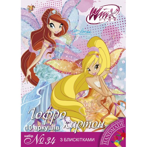 Картон цветной 1В набор № 34 гофрированный супер глиттер А4 10 л 950696