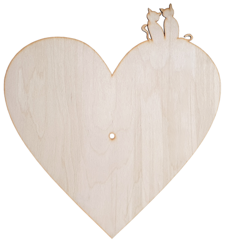 Основа для часов из фанеры 4 мм № 8 Сердце с котиками 37 x 40 см AS-4557, В-0170