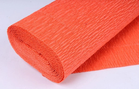 Бумага гофрированная Фантазия ярко-оранжевая 55% 26,4 г (50 х 200 см)  80,24/10 