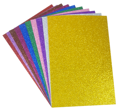 Фоамиран самоклеящийся с блестками Набор А4 10 цветов 1,5 мм  02183