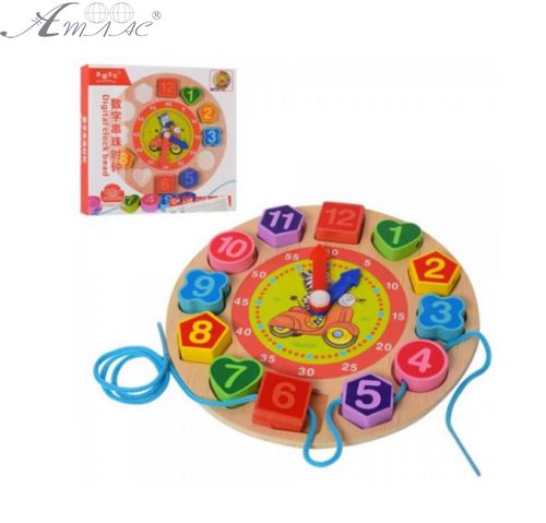 Игрушка деревянная Часы Сортер-шнуровка 17,5 см 555-219 Игрушка деревянная Часы Сортер-шнуровка 17,5 см 555-219