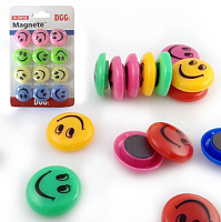 Магніти 20мм Смайл 12шт кольорові круглі 921486