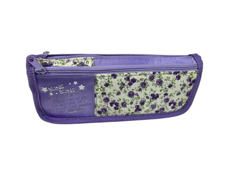 Пенал школьный косметичка 2 отделения в цветочках  J-8261