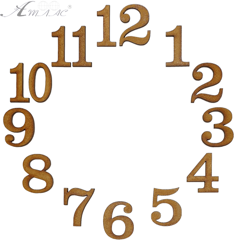 Цифры для часов арабские 12 шт высотой 3 см из МДФ AS-6512 Цифры для часов арабские 12 шт высотой 3 см из МДФ AS-6512