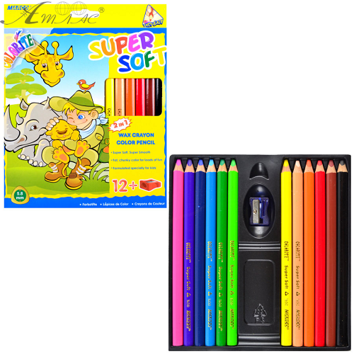 Карандаши цветные Marco Jumbo Colorite 12 цветов Супермягкие треугольные + точилка 1650-12CB