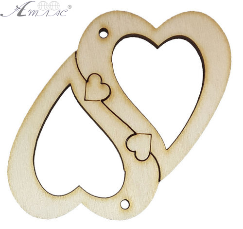 Фигурка фанерная - Сердце 2 шт с замком 7,5 х 5,5 см AS-4707, В-0278 Фигурка фанерная - Сердце 2 шт с замком 7,5 х 5,5 см AS-4707, В-0278