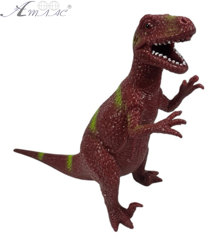 Игрушка силиконовая антистресс, Динозавр красный с зелеными полосами 14см. 10470 Игрушка силиконовая антистресс, Динозавр красный с зелеными полосами 14см. 10470