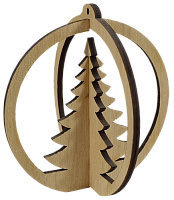 Новорічна прикраса Кулька з Ялинкою 3D 9 см AS-4259, F-0139