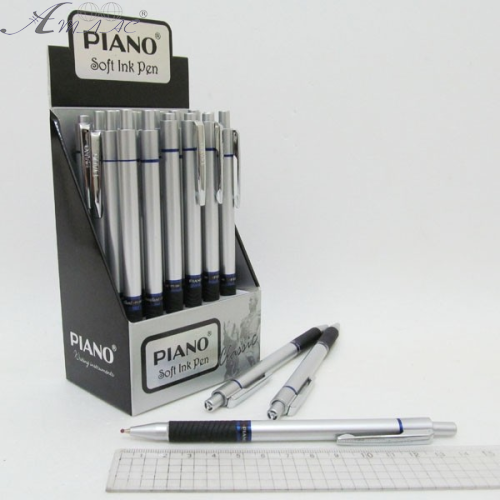 Ручка кулькова Piano PВ-186 автомат синя 0,7мм масляна в клітинку  17338