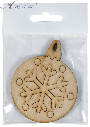 Фигурка фанерная - Елочный шар с большой снежинкой 6 см AS-4766, В-0195 фото 2 Фигурка фанерная - Елочный шар с большой снежинкой 6 см AS-4766, В-0195 фото 2